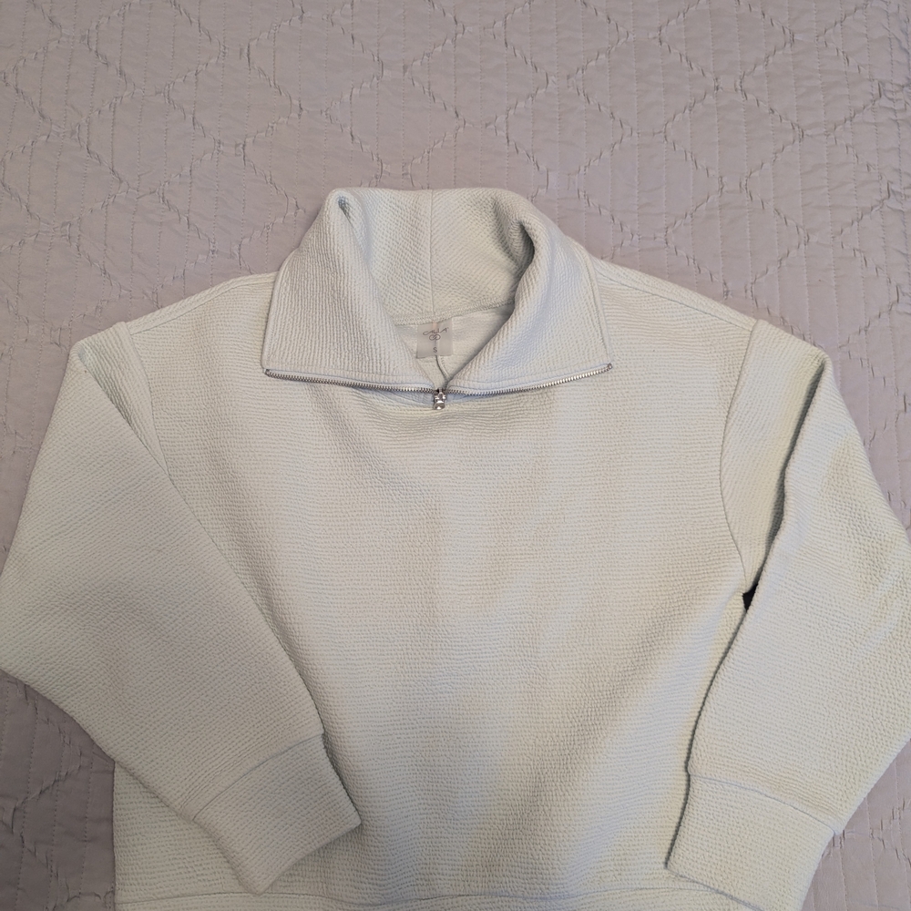 Half-Zip Waffle Knit Pullover Sweater - Light Sage